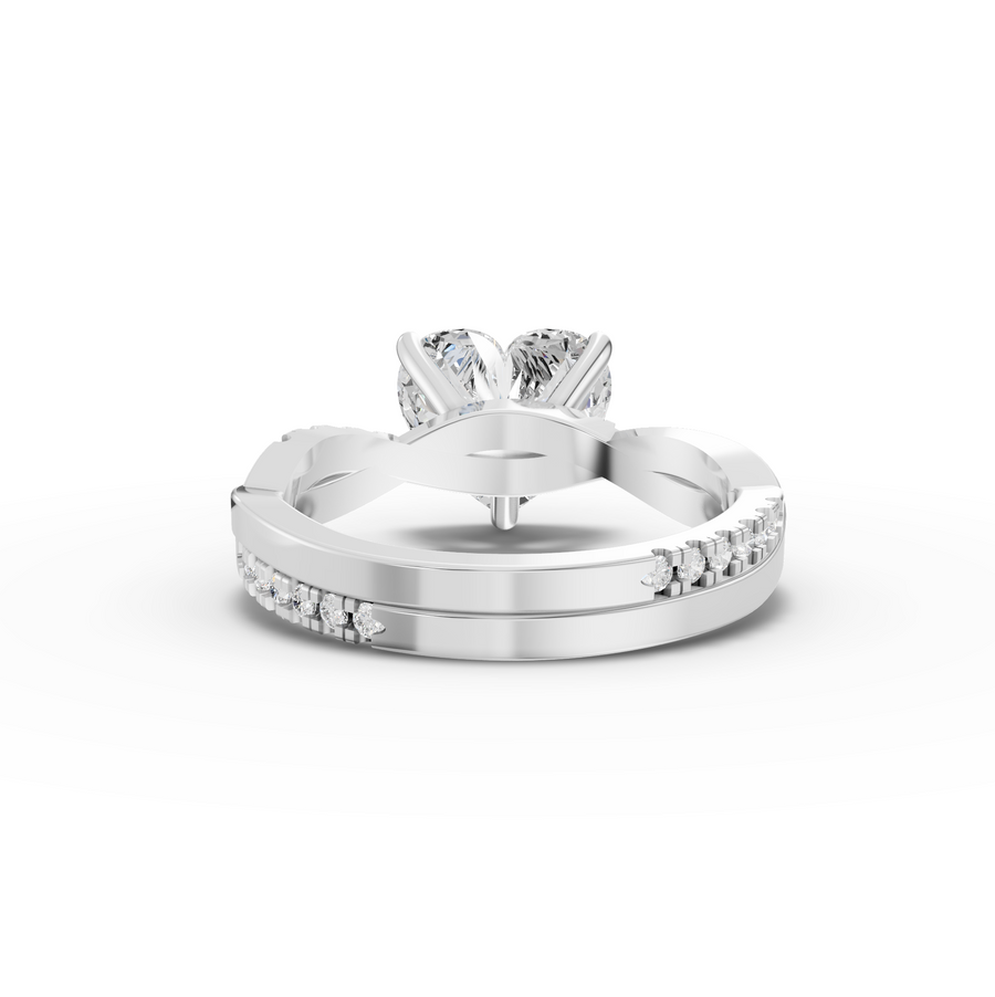 2.70 Ct Heart Solitaire With Twist Pavé Band 2.50 Ct Center