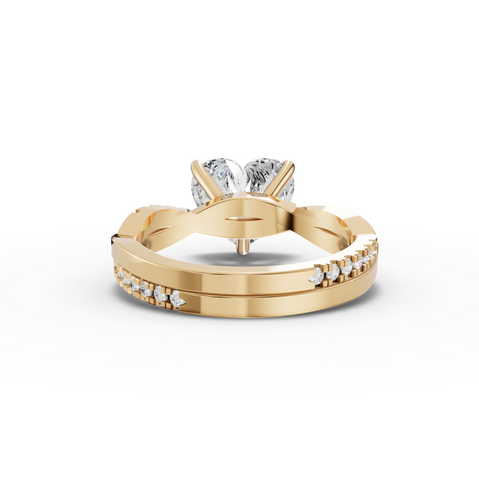 2.70 Ct Heart Lab Diamond Ring with Crossover Pavé Band 2.50 Ct Center