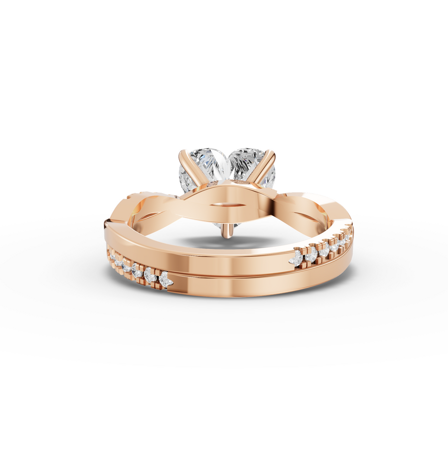 2.70 Ct Heart Solitaire With Twist Pavé Band 2.50 Ct Center
