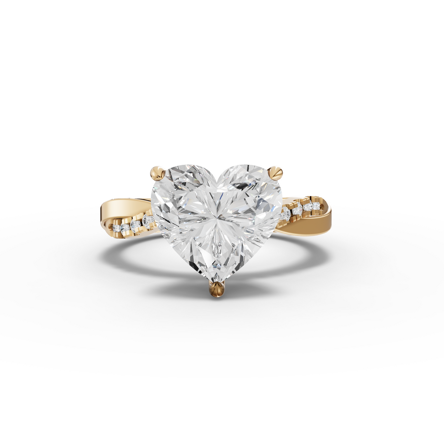 3.20 Ct Heart Solitaire With Side Stone Band 3.00 Ct Center