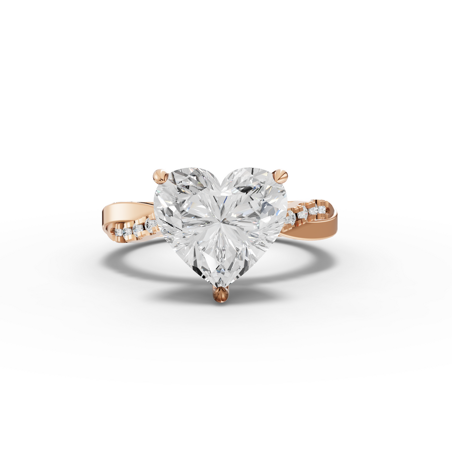 3.20 Ct Heart Solitaire With Side Stone Band 3.00 Ct Center