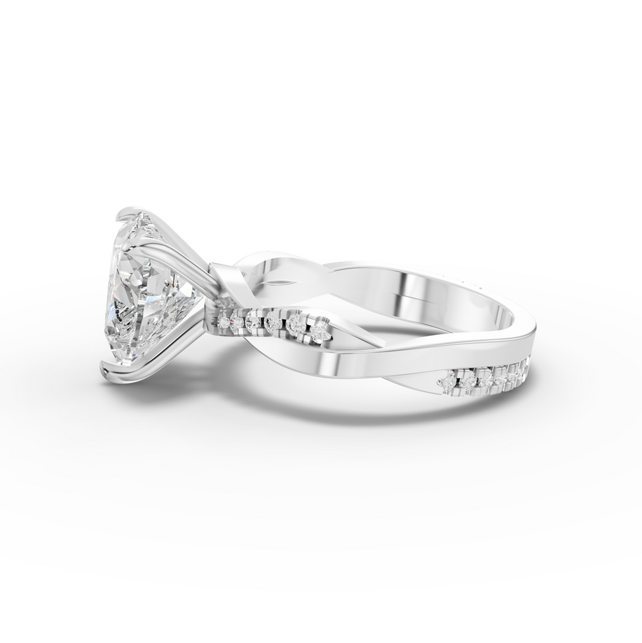 3.20 Ct Heart Solitaire With Side Stone Band 3.00 Ct Center
