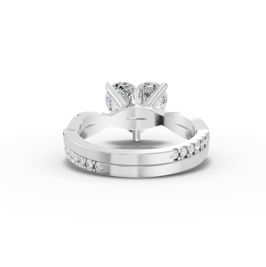 3.20 Ct Heart Solitaire With Side Stone Band 3.00 Ct Center