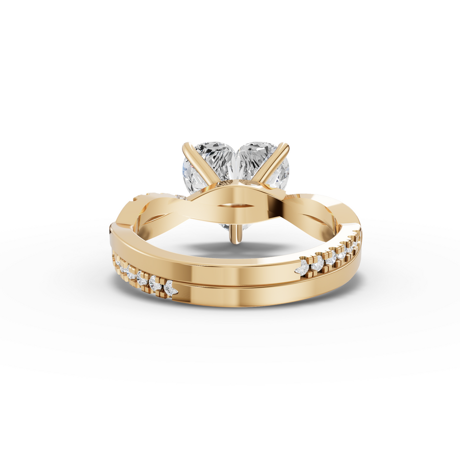 3.20 Ct Heart Solitaire With Side Stone Band 3.00 Ct Center