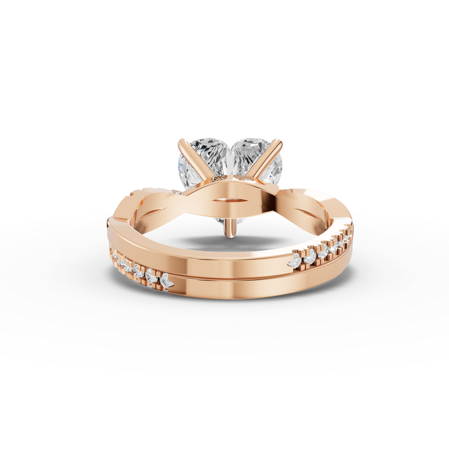 3.20 Ct Heart Solitaire With Side Stone Band 3.00 Ct Center
