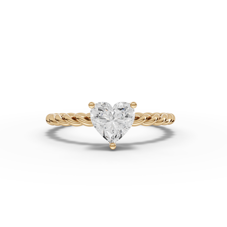 1.00 Ct Heart Solitaire With Twist Ring