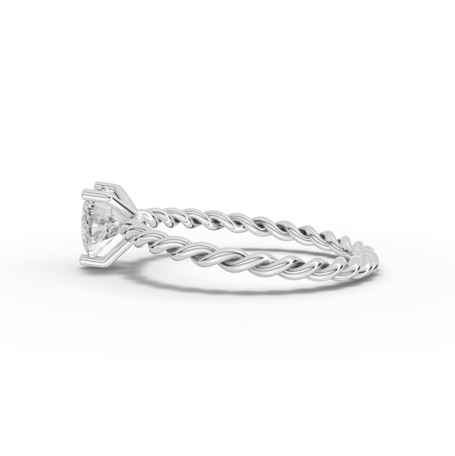 1.00 Ct Heart Solitaire With Twist Ring