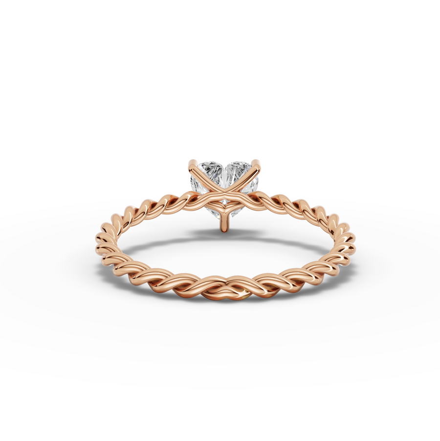 1.00 Ct Heart Solitaire With Twist Ring