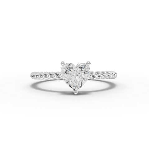 1.00 Ct Heart Solitaire Lab Diamond Twist Ring 1.00 Ct Center Stone