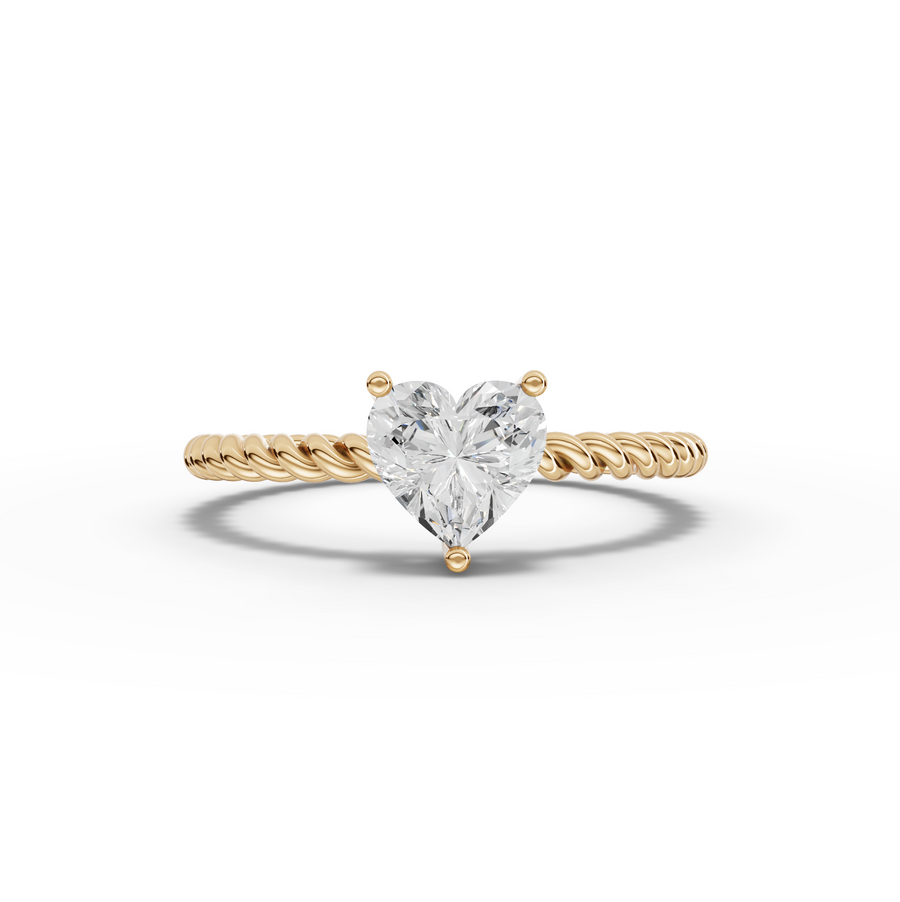1.00 Ct Heart Solitaire With Twist Band Ring