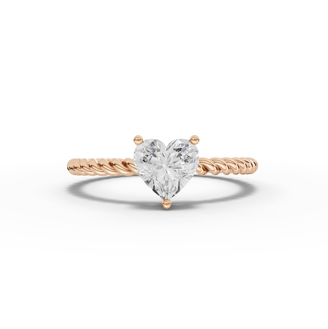 1.00 Ct Heart Solitaire Lab Diamond Twist Ring 1.00 Ct Center Stone
