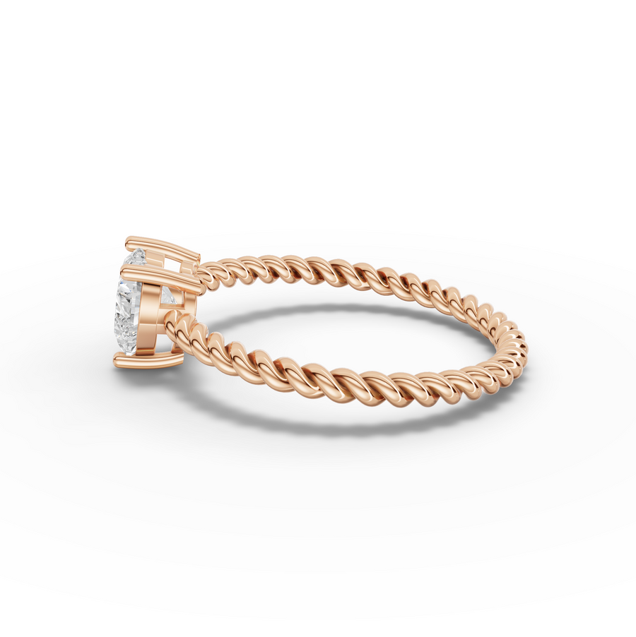1.00 Ct Heart Solitaire With Twist Band Ring