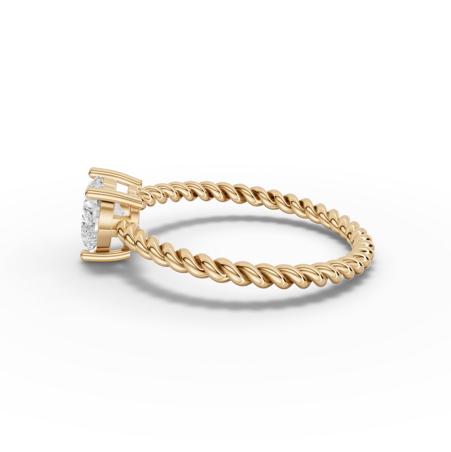 1.00 Ct Heart Solitaire With Twist Band Ring
