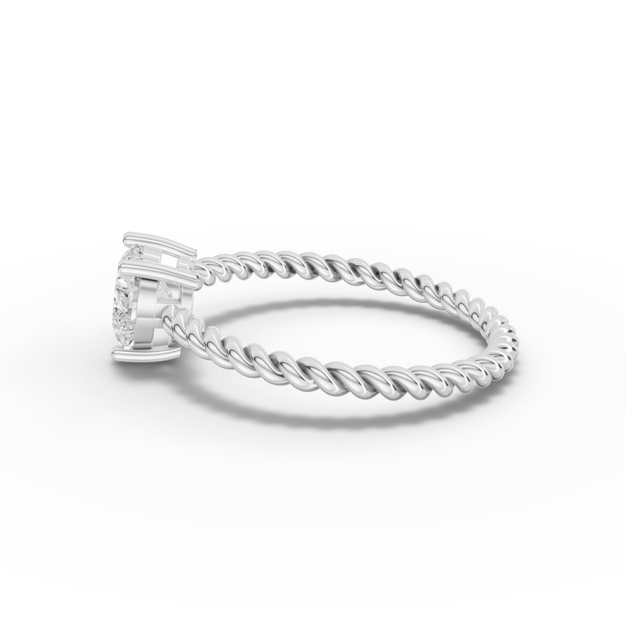 1.00 Ct Heart Solitaire With Twist Band Ring