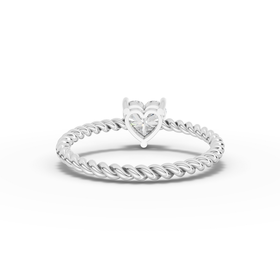 1.00 Ct Heart Solitaire With Twist Band Ring