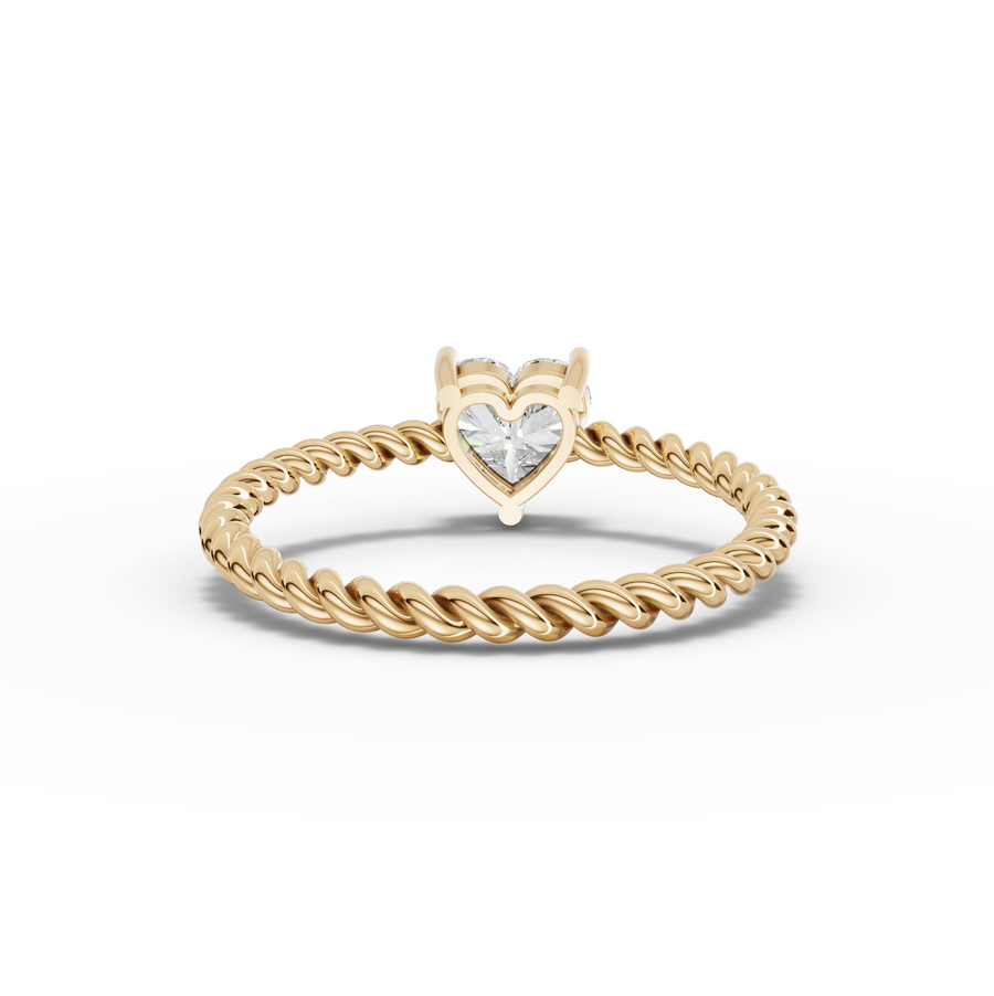 1.00 Ct Heart Solitaire With Twist Band Ring