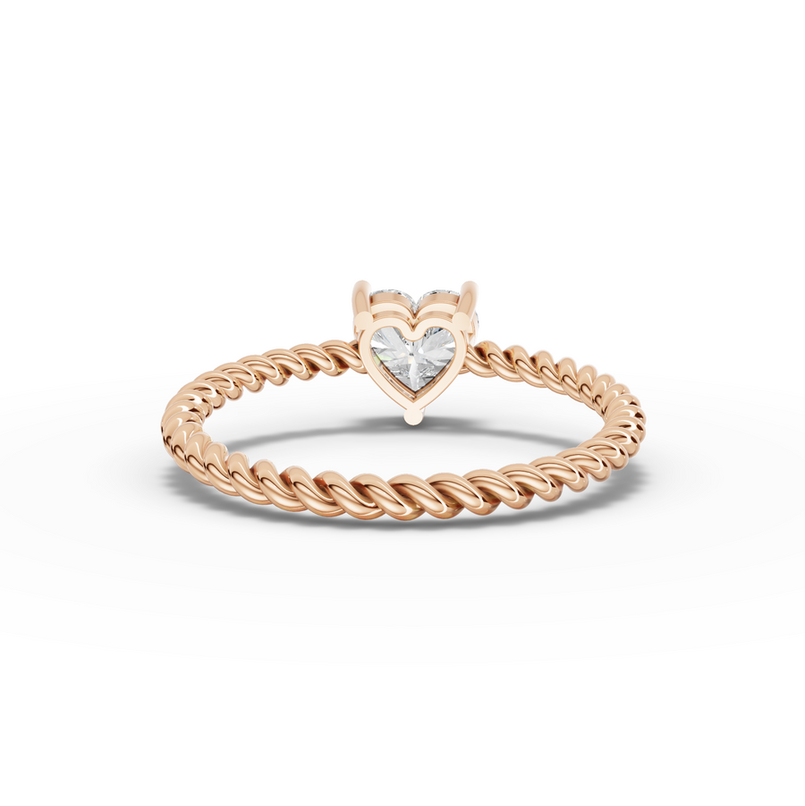 1.00 Ct Heart Solitaire With Twist Band Ring