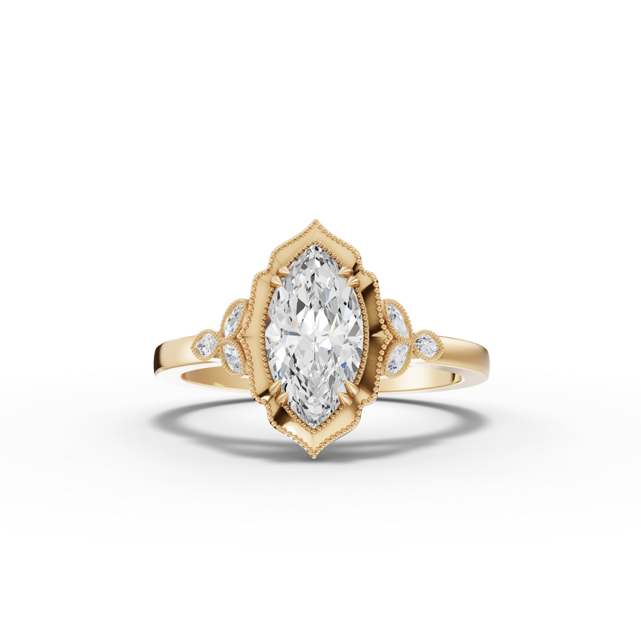1.13 Ct Marquise Solitaire With Side Stone Ring 1.00 Ct Center