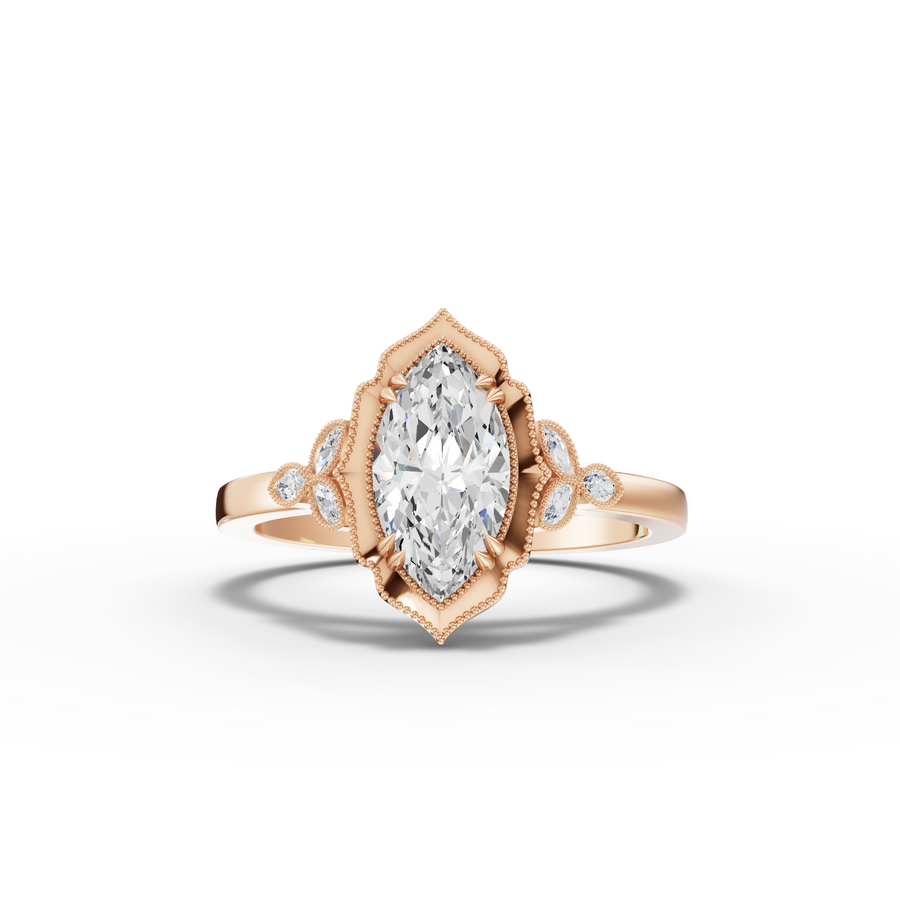 1.13 Ct Marquise Solitaire With Side Stone Ring 1.00 Ct Center