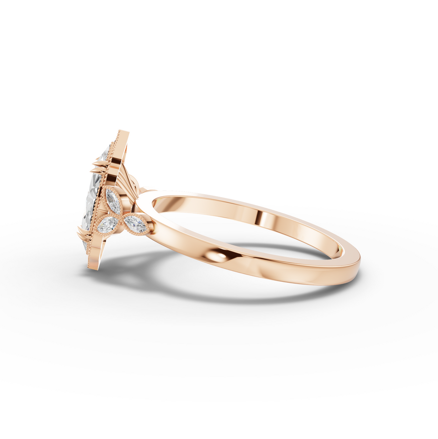 1.13 Ct Marquise Solitaire With Side Stone Ring 1.00 Ct Center