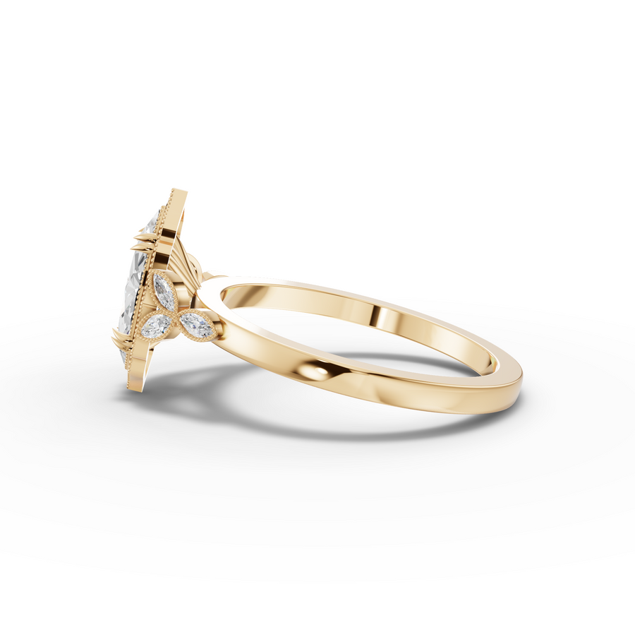 1.13 Ct Marquise Solitaire With Side Stone Ring 1.00 Ct Center