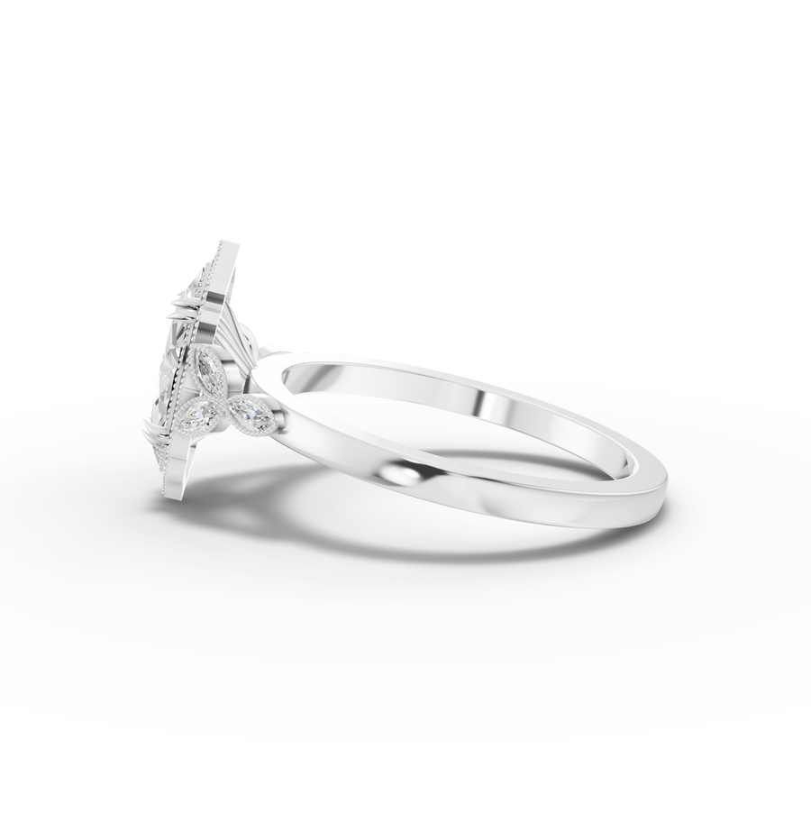 1.13 Ct Marquise Solitaire With Side Stone Ring 1.00 Ct Center
