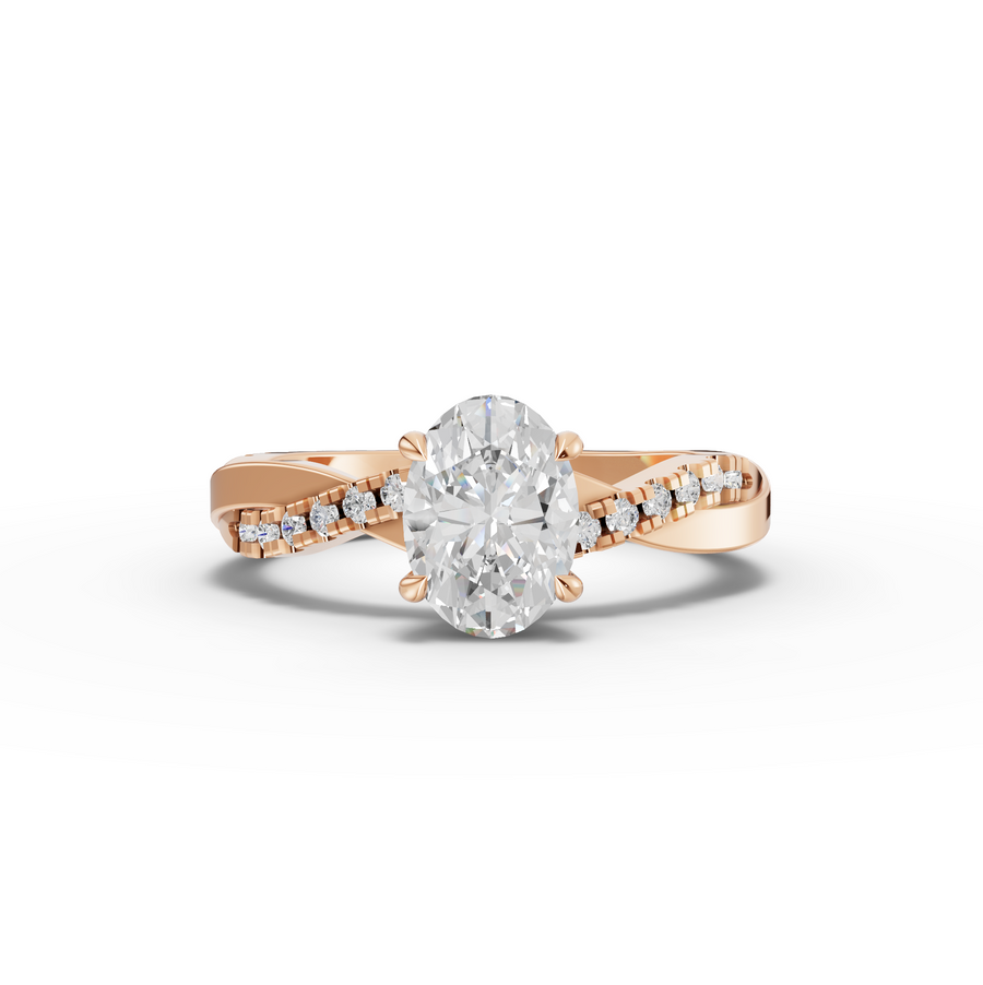 1.20 Ct Oval With Side Pavé Band 1.00 Ct Center