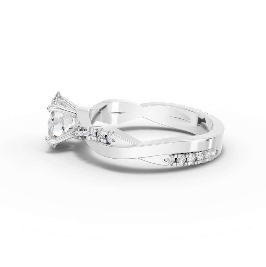 1.20 Ct Oval With Side Pavé Band 1.00 Ct Center