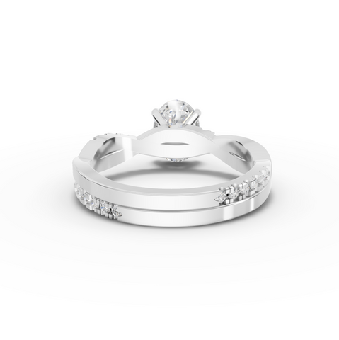 1.20 Ct Oval Lab Diamond Ring with Crossover Pavé Band 1.00 Ct Center