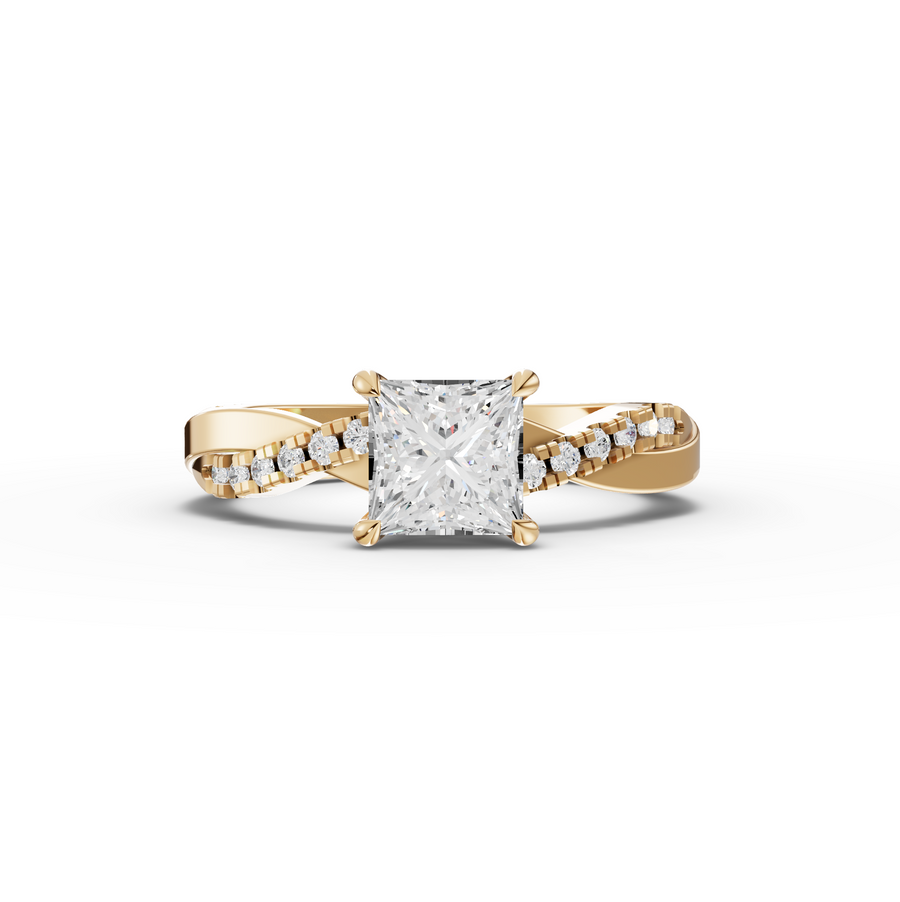 1.20 Ct Princess With Side Pavé Band 1.00 Ct Center