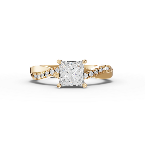 1.20 Ct Princess With Side Pavé Band 1.00 Ct Center