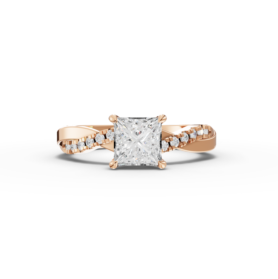 1.20 Ct Princess With Side Pavé Band 1.00 Ct Center