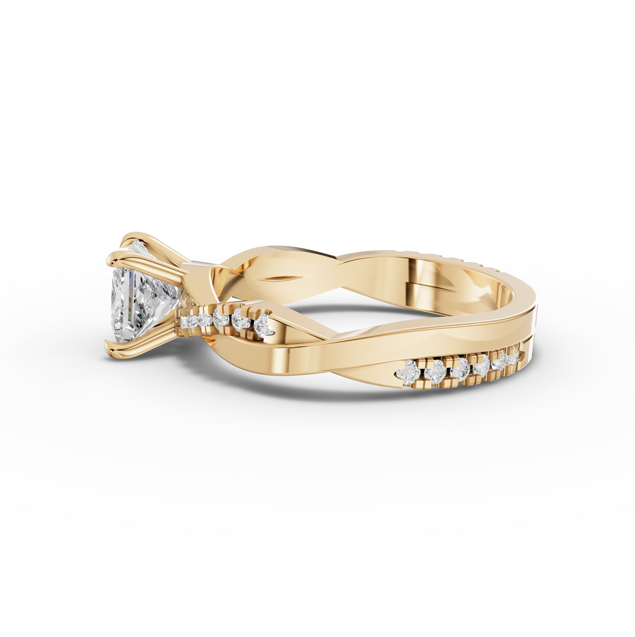 1.20 Ct Princess With Side Pavé Band 1.00 Ct Center