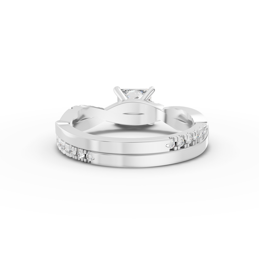 1.20 Ct Princess With Side Pavé Band 1.00 Ct Center