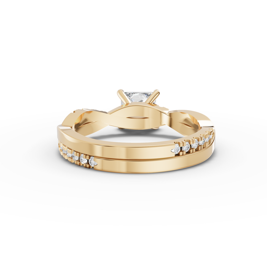 1.20 Ct Princess With Side Pavé Band 1.00 Ct Center