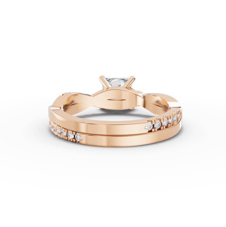 1.20 Ct Princess With Side Pavé Band 1.00 Ct Center