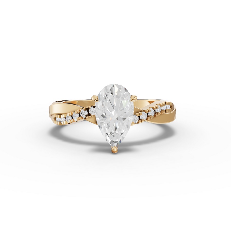 1.20 Ct Pear With Side Pavé Band 1.00 Ct Center