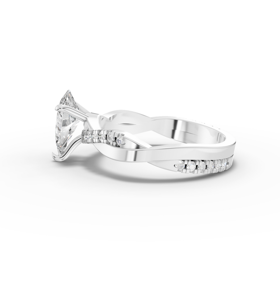 1.20 Ct Pear With Side Pavé Band 1.00 Ct Center