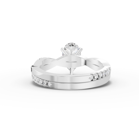 1.20 Ct Pear Lab Diamond Ring with Crossover Pavé Band 1.00 Ct Center