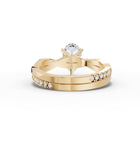 1.20 Ct Pear Lab Diamond Ring with Crossover Pavé Band 1.00 Ct Center