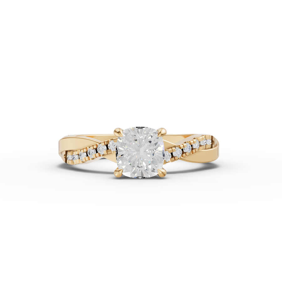 1.20 Ct Cushion With Side Pavé Band 1.00 Ct Center