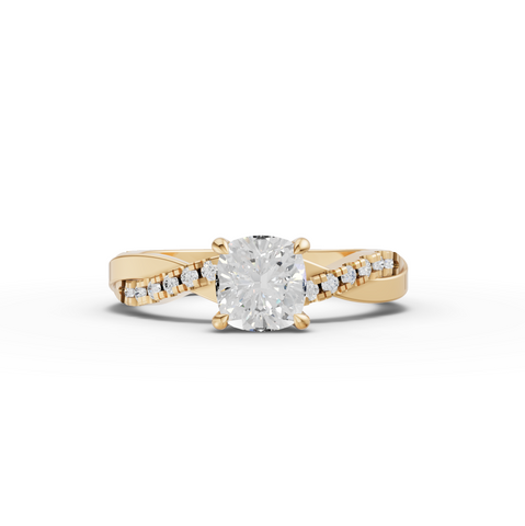 1.20 Ct Cushion With Side Pavé Band 1.00 Ct Center