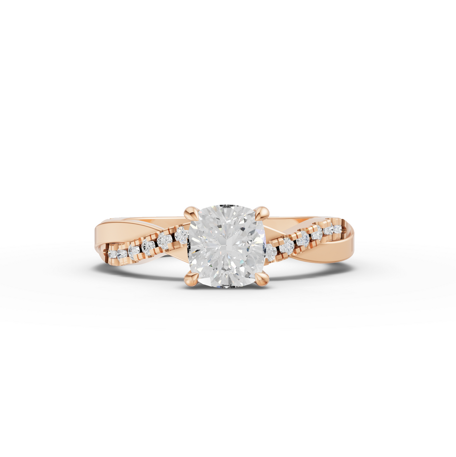 1.20 Ct Cushion With Side Pavé Band 1.00 Ct Center