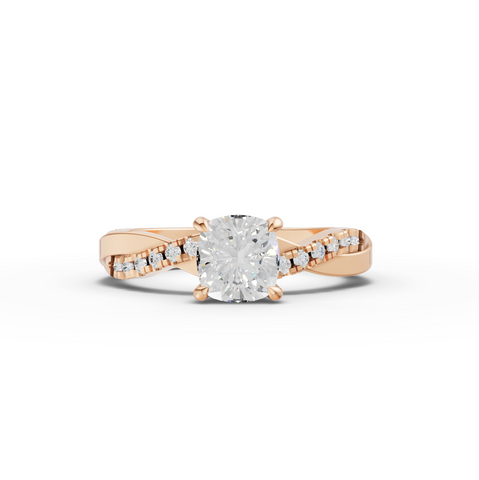 1.20 Ct Cushion With Side Pavé Band 1.00 Ct Center
