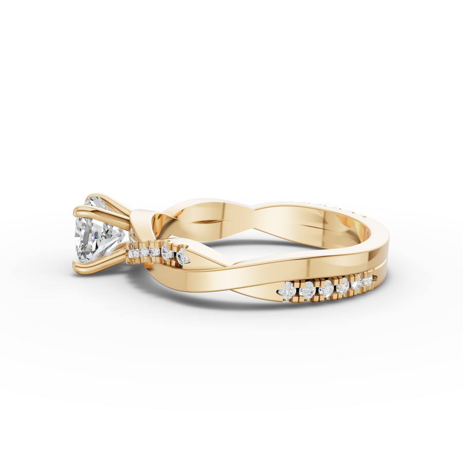 1.20 Ct Cushion With Side Pavé Band 1.00 Ct Center