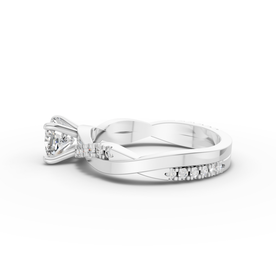 1.20 Ct Cushion With Side Pavé Band 1.00 Ct Center
