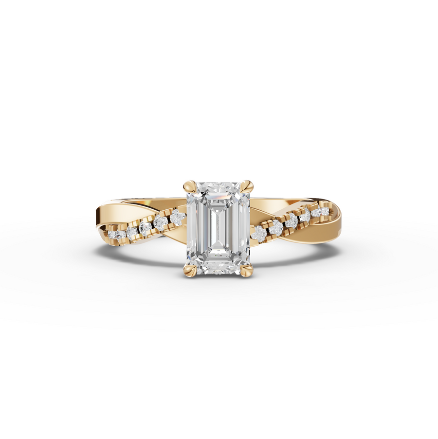 1.20 Ct Emerald With Side Pavé Band 1.00 Ct Center