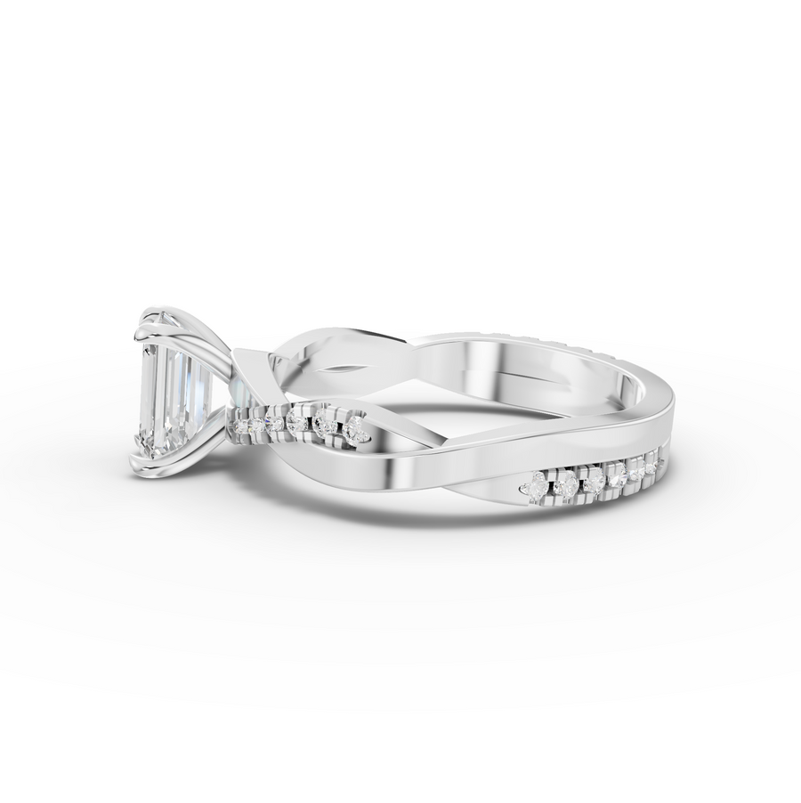1.20 Ct Emerald With Side Pavé Band 1.00 Ct Center