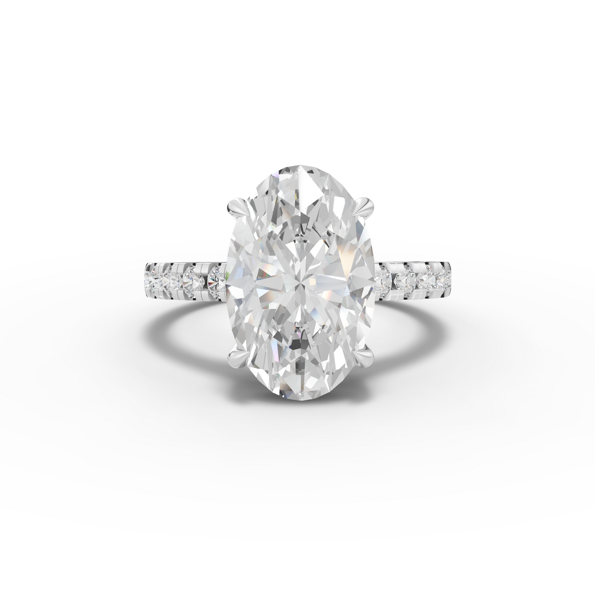 4.30 Ct Oval Solitaire Lab Diamond Accent Ring 4.00 Ct Center