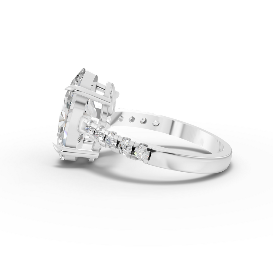 4.30 Ct Oval Solitaire With Side Stone Ring 4.00 Ct Center